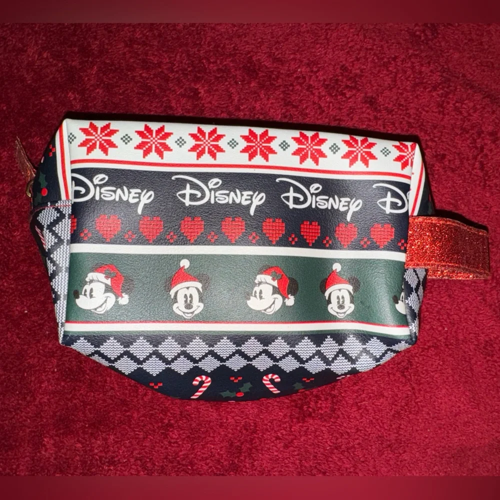 DISNEY MICKEY MOUSE CHRISTMAS HOLIDAY COSMETICS ZIPPER BAG